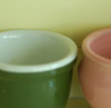green and pink pots. 
