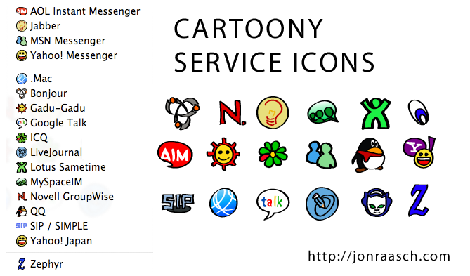 Cartoony service icons for Adium